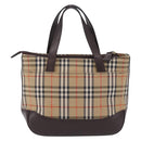 BURBERRY Nova Check Hand Bag Canvas Beige Gold Auth 196637A-2