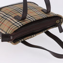 BURBERRY Nova Check Hand Bag Canvas Beige Gold Auth 196637A-6