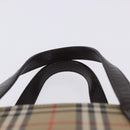 BURBERRY Nova Check Hand Bag Canvas Beige Gold Auth 196637A-8