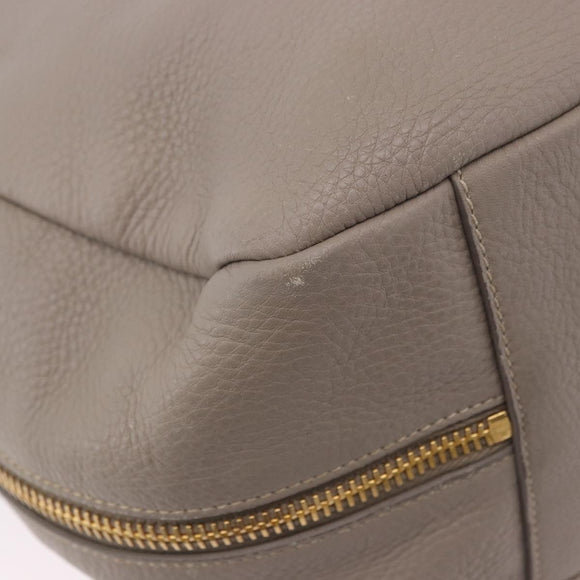 PRADA Shoulder Bag Leather Beige Gold Auth 196638V
