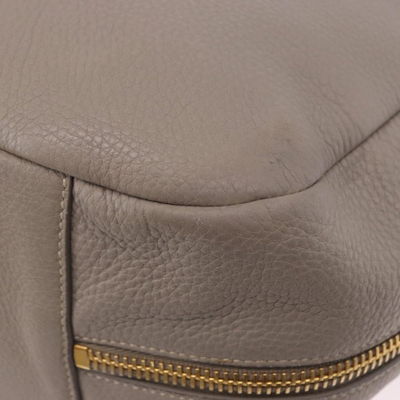 PRADA Shoulder Bag Leather Beige Gold Auth 196638V