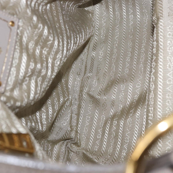 PRADA Shoulder Bag Leather Beige Gold Auth 196638V