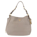 PRADA Shoulder Bag Leather Beige Gold Auth 196638V-13