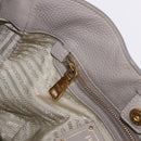 PRADA Shoulder Bag Leather Beige Gold Auth 196638V-25
