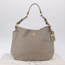 PRADA Shoulder Bag Leather Beige Gold Auth 196638V-12