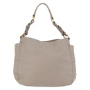 PRADA Shoulder Bag Leather Beige Gold Auth 196638V-2