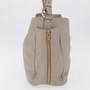 PRADA Shoulder Bag Leather Beige Gold Auth 196638V-4