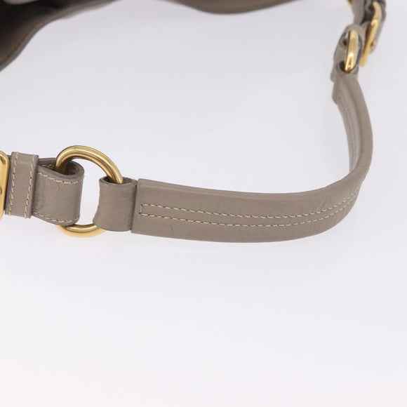 PRADA Shoulder Bag Leather Beige Gold Auth 196638V
