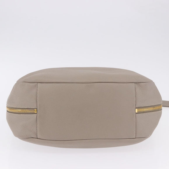 PRADA Shoulder Bag Leather Beige Gold Auth 196638V
