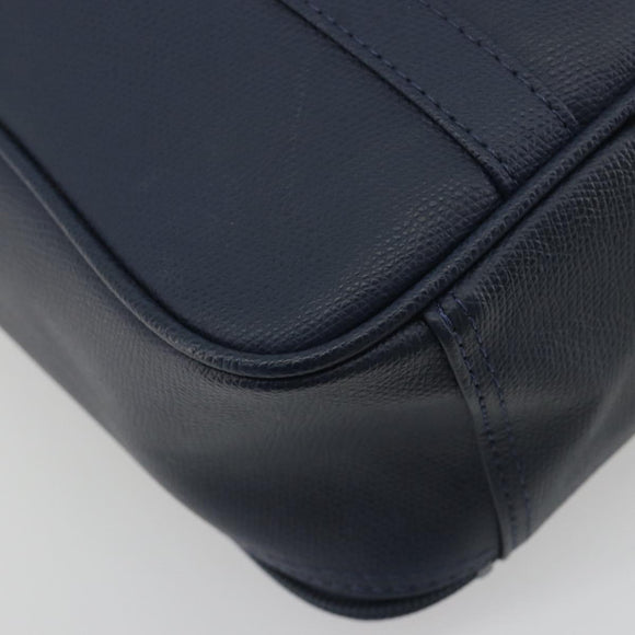 Burberrys Nova Check Hand Bag Leather Canvas Navy Gold Auth 196639