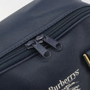 Burberrys Nova Check Hand Bag Leather Canvas Navy Gold Auth 196639-10