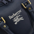 Burberrys Nova Check Hand Bag Leather Canvas Navy Gold Auth 196639-11