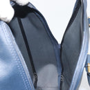 Burberrys Nova Check Hand Bag Leather Canvas Navy Gold Auth 196639-17