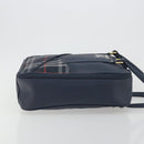 Burberrys Nova Check Hand Bag Leather Canvas Navy Gold Auth 196639-3