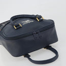 Burberrys Nova Check Hand Bag Leather Canvas Navy Gold Auth 196639-6