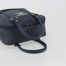 Burberrys Nova Check Hand Bag Leather Canvas Navy Gold Auth 196639-7