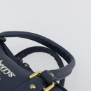 Burberrys Nova Check Hand Bag Leather Canvas Navy Gold Auth 196639-8