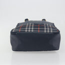Burberrys Nova Check Hand Bag Leather Canvas Navy Gold Auth 196639-5