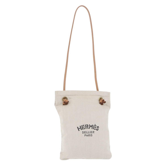 HERMES Aline Shoulder Bag Cotton Beige Gold Auth 196640A