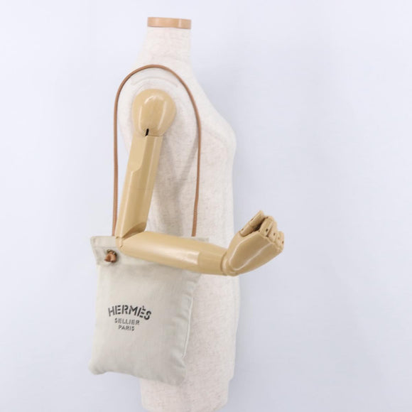 HERMES Aline Shoulder Bag Cotton Beige Gold Auth 196640A