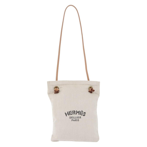 HERMES Aline Shoulder Bag Cotton Beige Gold Auth 196640A