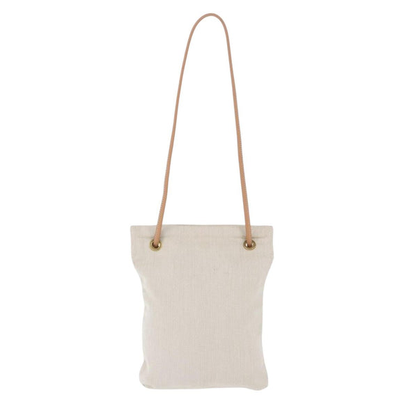 HERMES Aline Shoulder Bag Cotton Beige Gold Auth 196640A