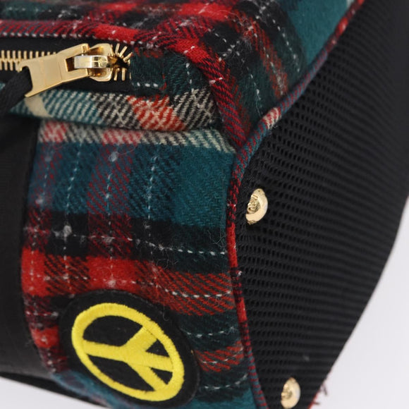 Miu Miu Backpack Wool Leather Red Green Gold Auth 196641M