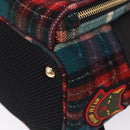 Miu Miu Backpack Wool Leather Red Green Gold Auth 196641M-18