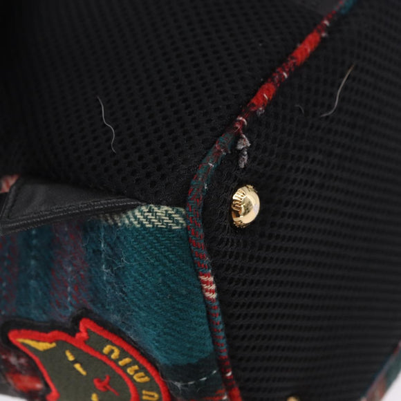 Miu Miu Backpack Wool Leather Red Green Gold Auth 196641M