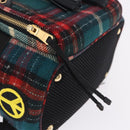 Miu Miu Backpack Wool Leather Red Green Gold Auth 196641M-21