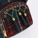 Miu Miu Backpack Wool Leather Red Green Gold Auth 196641M-22