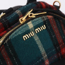 Miu Miu Backpack Wool Leather Red Green Gold Auth 196641M-23
