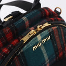 Miu Miu Backpack Wool Leather Red Green Gold Auth 196641M-24