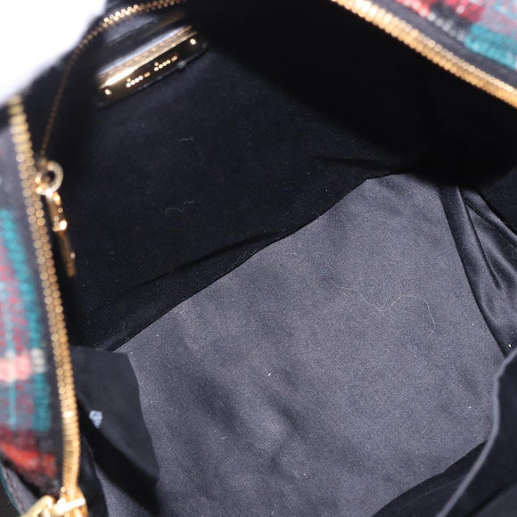 Miu Miu Backpack Wool Leather Red Green Gold Auth 196641M