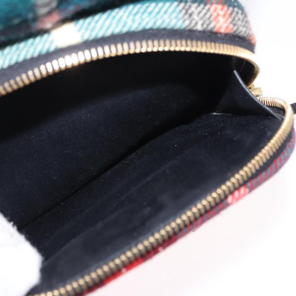 Miu Miu Backpack Wool Leather Red Green Gold Auth 196641M