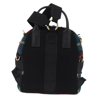 Miu Miu Backpack Wool Leather Red Green Gold Auth 196641M - 0