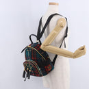 Miu Miu Backpack Wool Leather Red Green Gold Auth 196641M-32