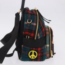 Miu Miu Backpack Wool Leather Red Green Gold Auth 196641M-4