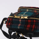 Miu Miu Backpack Wool Leather Red Green Gold Auth 196641M-6