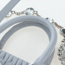 Miu Miu Nappa Crystal Hand Bag Leather 2way Light Blue Silver Auth 196642M-16