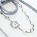 Miu Miu Nappa Crystal Hand Bag Leather 2way Light Blue Silver Auth 196642M-17