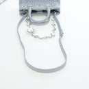 Miu Miu Nappa Crystal Hand Bag Leather 2way Light Blue Silver Auth 196642M-8