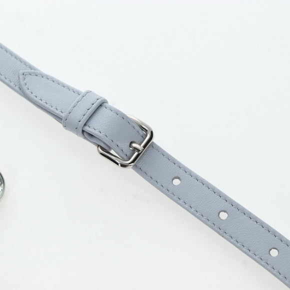 Miu Miu Nappa Crystal Hand Bag Leather 2way Light Blue Silver Auth 196642M