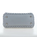 Miu Miu Nappa Crystal Hand Bag Leather 2way Light Blue Silver Auth 196642M-6