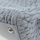 Miu Miu Nappa Crystal Hand Bag Leather 2way Light Blue Silver Auth 196642M-23