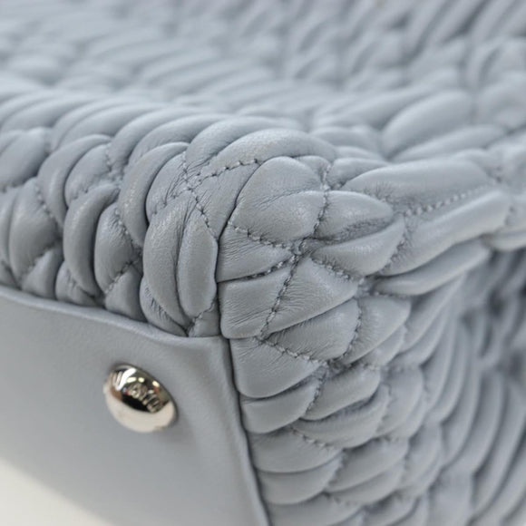 Miu Miu Nappa Crystal Hand Bag Leather 2way Light Blue Silver Auth 196642M