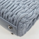 Miu Miu Nappa Crystal Hand Bag Leather 2way Light Blue Silver Auth 196642M-25