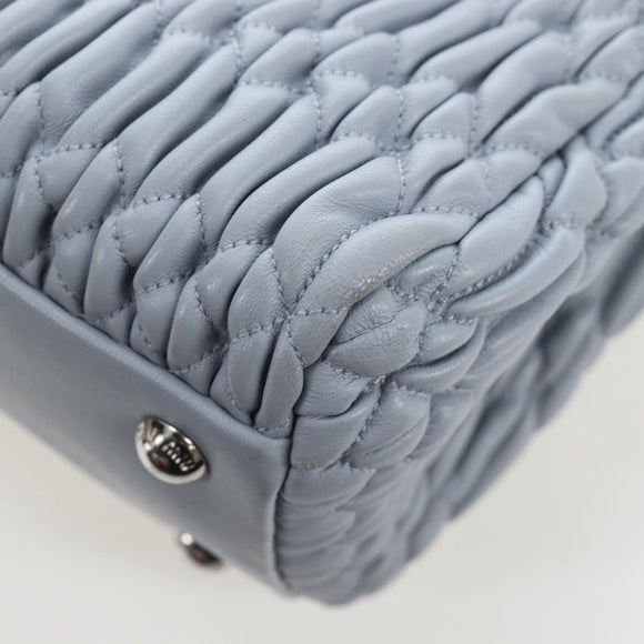 Miu Miu Nappa Crystal Hand Bag Leather 2way Light Blue Silver Auth 196642M