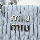 Miu Miu Nappa Crystal Hand Bag Leather 2way Light Blue Silver Auth 196642M-26