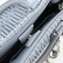 Miu Miu Nappa Crystal Hand Bag Leather 2way Light Blue Silver Auth 196642M-27